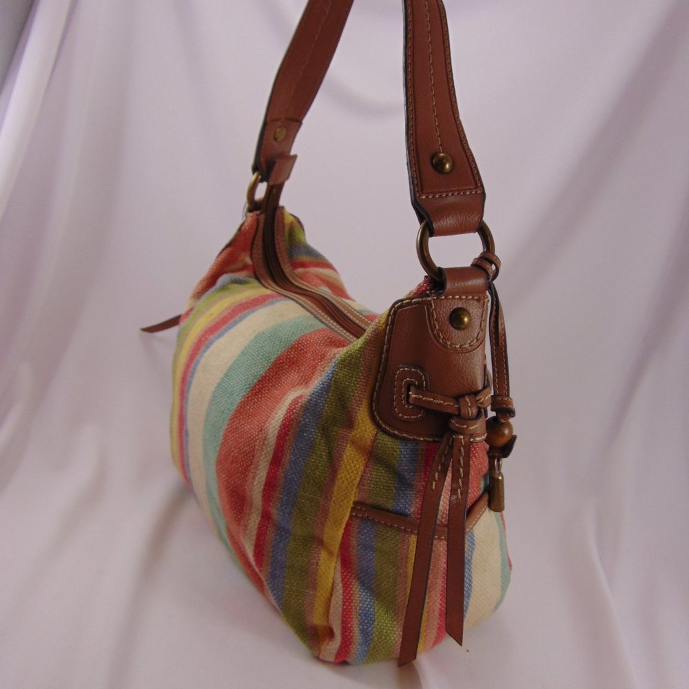 Fossil Multicolored Striped Canvas Shoulder Bag/T… - image 3